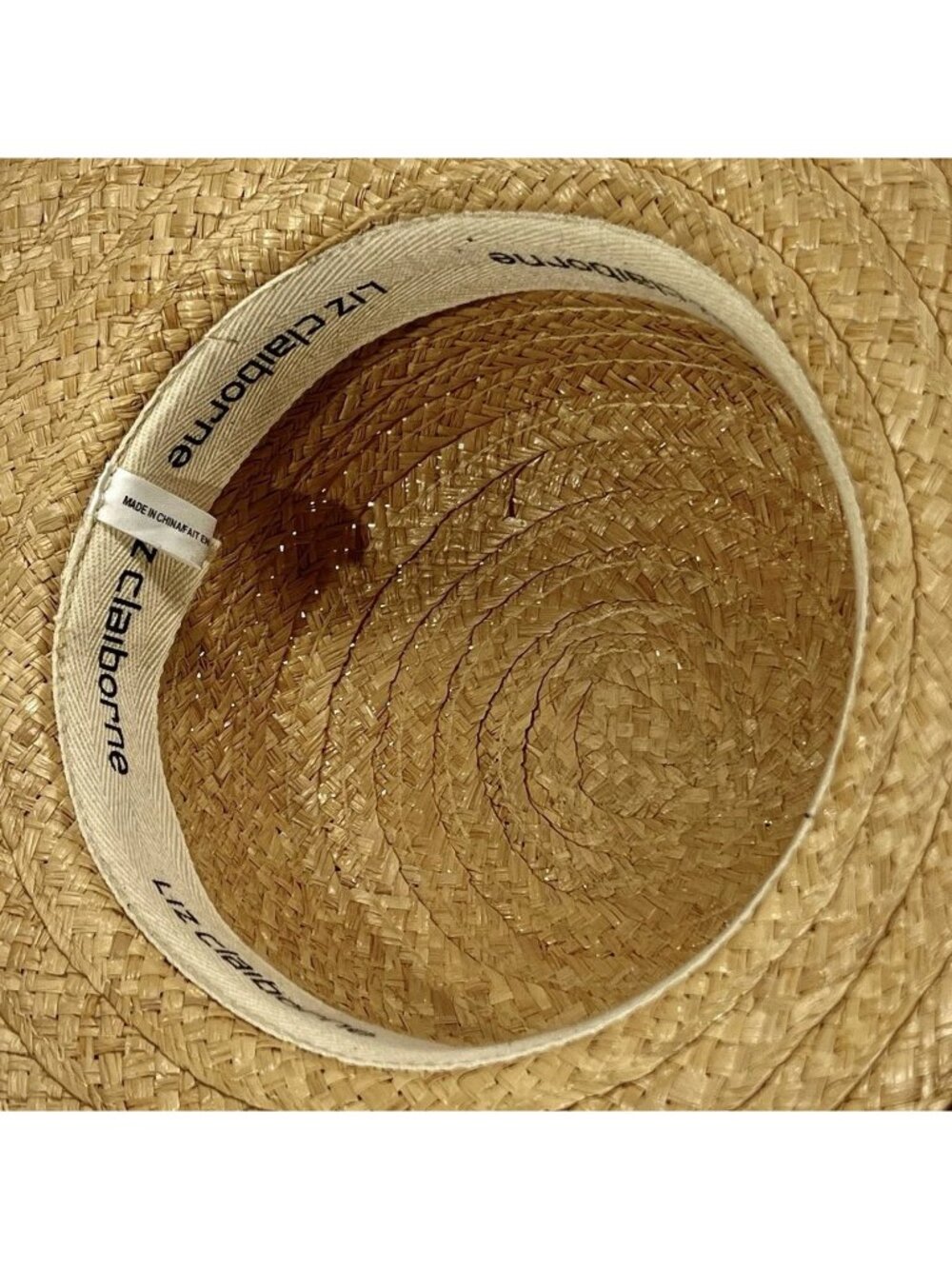 Liz Claiborne Boater Sun Straw Hat Minimalist Coastal Cottagecore Gardening - Picture 5 of 7